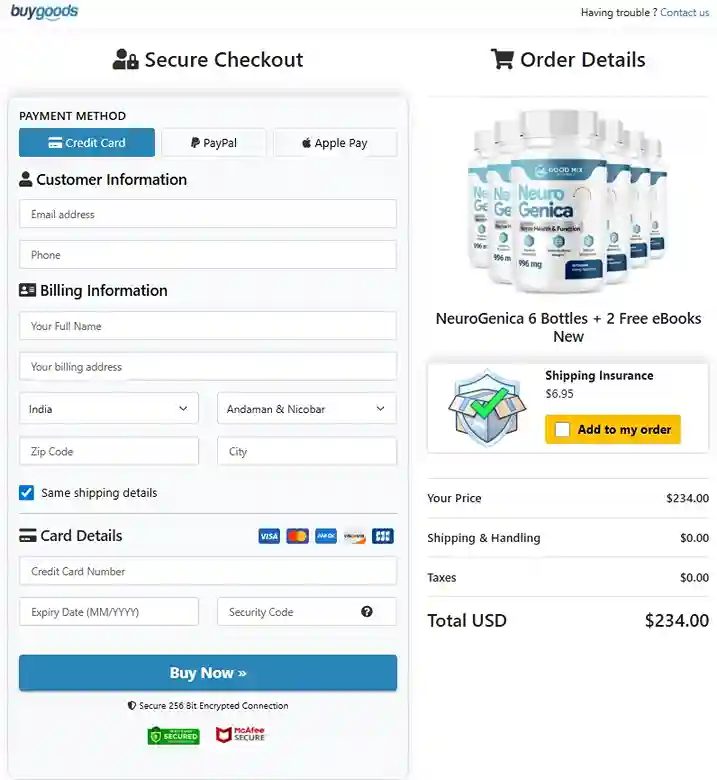 NeuroGenica Order Page